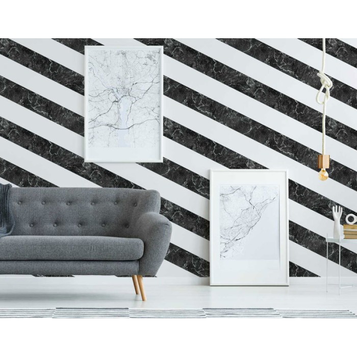 As Creation|Wallpaper marble effect with black and white stripes|Marble Imitation