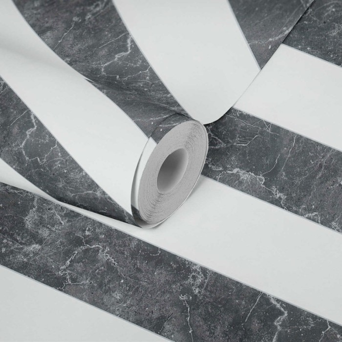 As Creation|Wallpaper marble effect with black and white stripes|Marble Imitation
