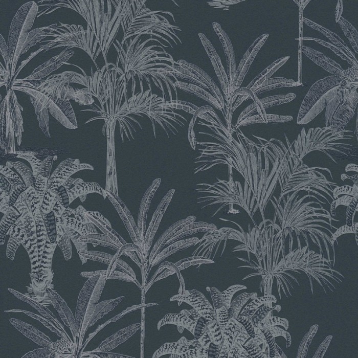 Papeldecor|Papel Pintado colonial palmeras negro gris|Papel Pintado