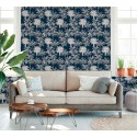 Papeldecor|Papier Peint palmera bleu gris tropical|Papier Peint