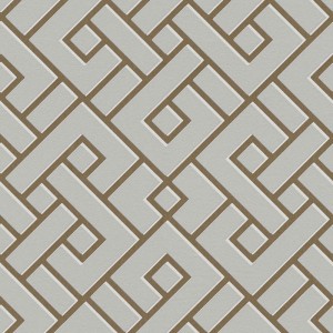 Caselio|Papel pintado geométrico dibujo artístico verde y beige|Geométrico