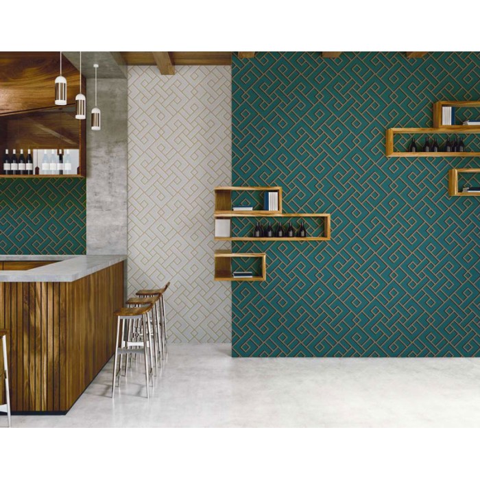 Papel Pintado laberinto gris metalizado -  222-2661