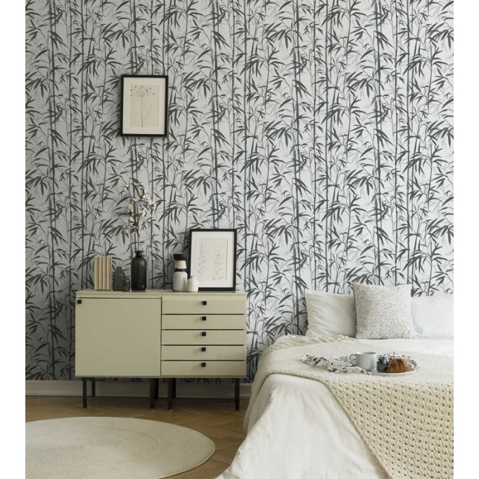 Papeldecor|Tapete Bambus weiß schwarz|Tapeten