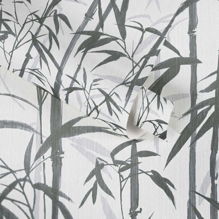 Papeldecor|Papier Peint bambou blanc noir|Papier Peint
