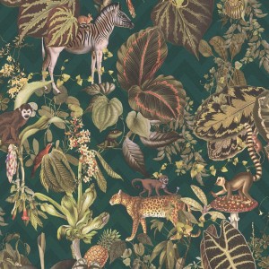 Papeldecor|Wallpaper jungle plants animals white|Wallpaper