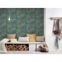 Architects Paper|Scandinavian floral wallpaper with drawn motifs on green background|Floral