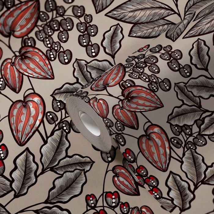 Architects Paper|Florale Tapete im nordischen Stil mit braunem Hintergrund|Blumen