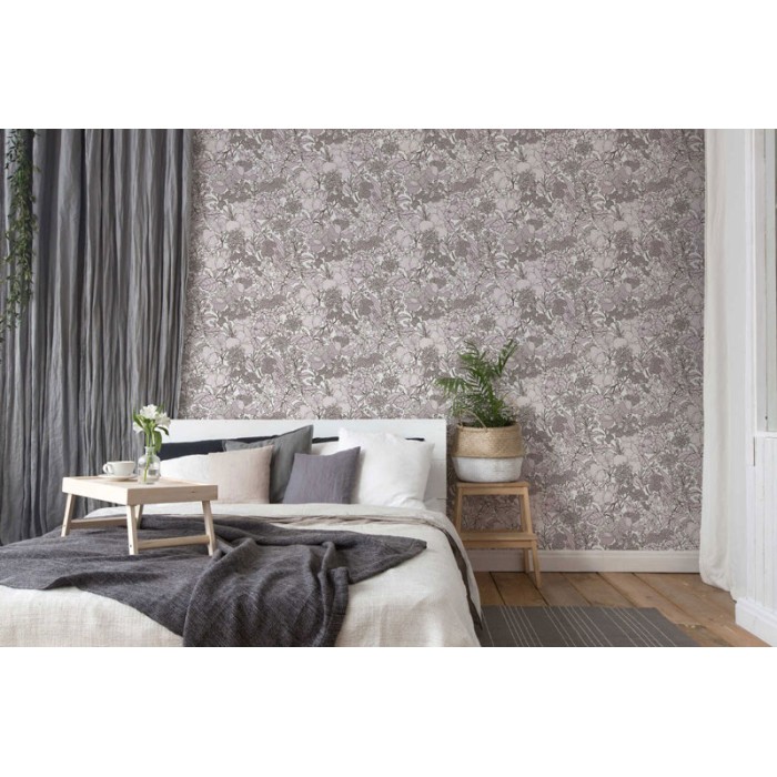 Architects Paper|Floral wallpaper with drawn pattern in grey beige and off white|Wallpaper