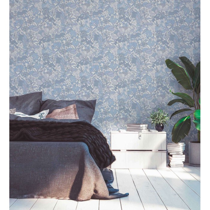 Architects Paper|Florale Retro-Tapete in Blau und Weiß|Tapeten