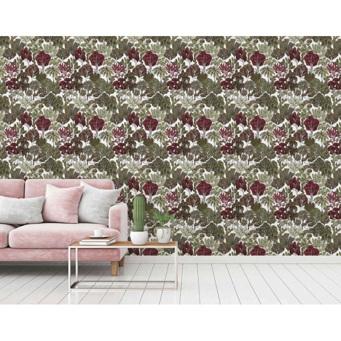 Architects Paper|Papel pintado palmeras y árboles minimalista verde y blanco|Floral