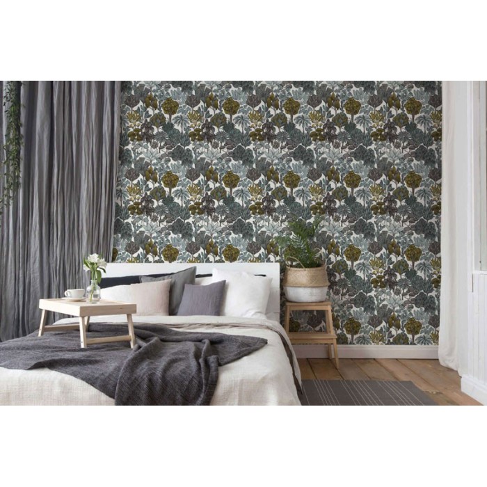 Architects Paper|Modern forest wallpaper in grey and green|Floral