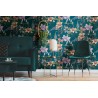 Architects Paper|Papel pintado floral romántico con pájaros, verde esmeralda|Floral