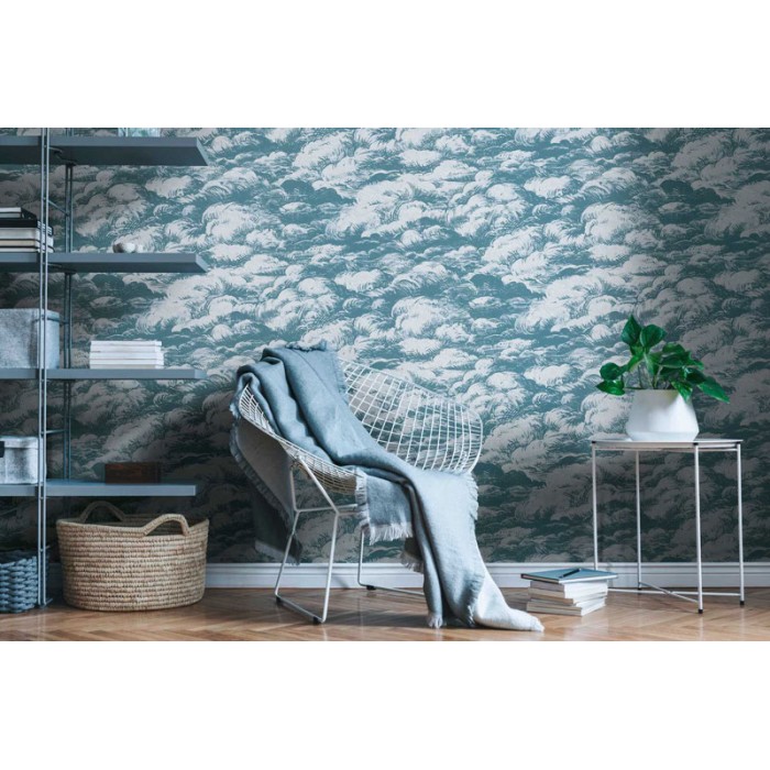 Papel pintado paisaje de nubes vintage verde azulado - Architects Paper Jungle Chic 377053