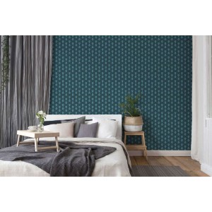 Casadeco|Tapete im japanischen Stil in Marineblau mit zerknittertem Origami-Effekt|Tapeten 2