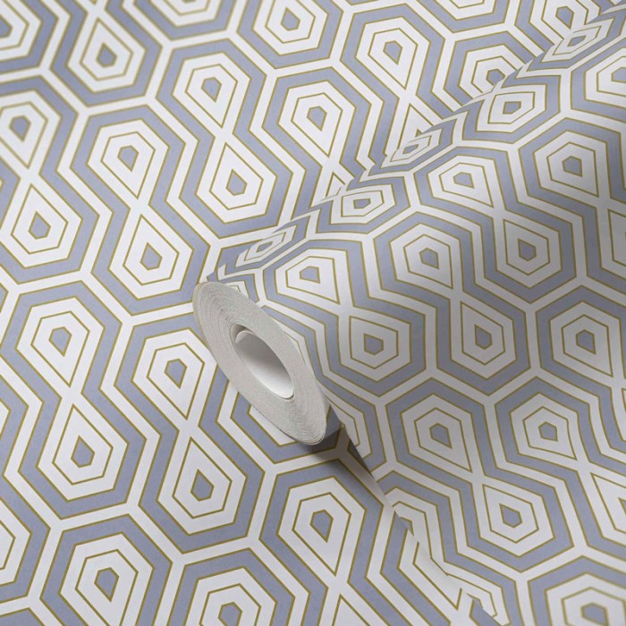 Architects Paper|Retro wallpaper with geometric patterns in grey and gold|Retro