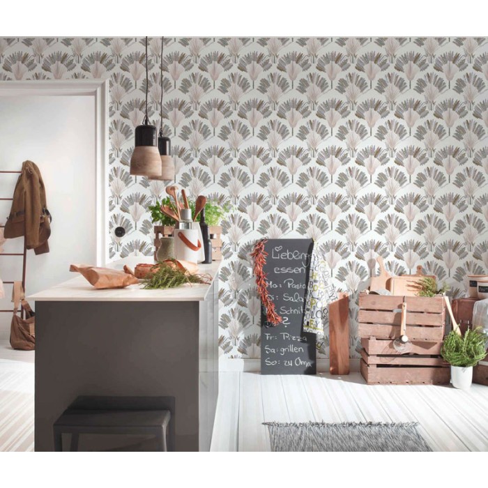 Architects Paper|Papel pintado palmeras beige y gris|Floral