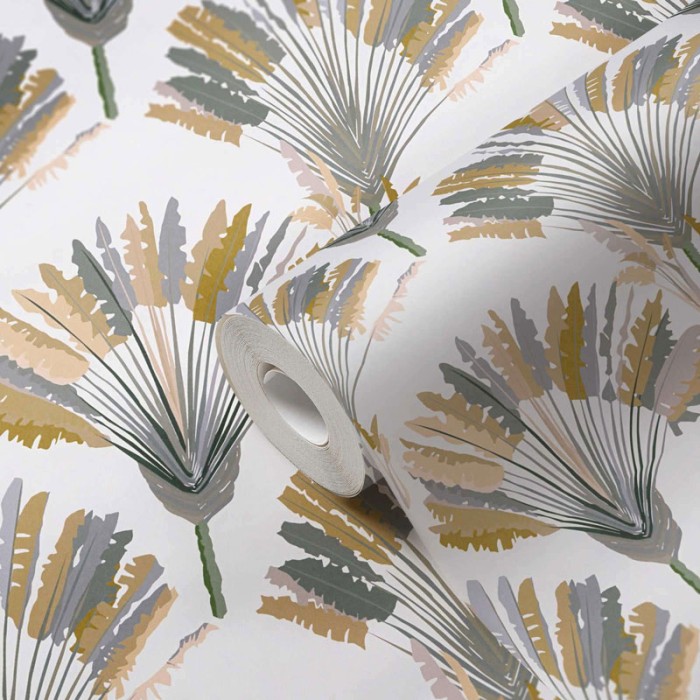 Architects Paper|Papier peint moderne avec palmiers jaune et gris|Floral