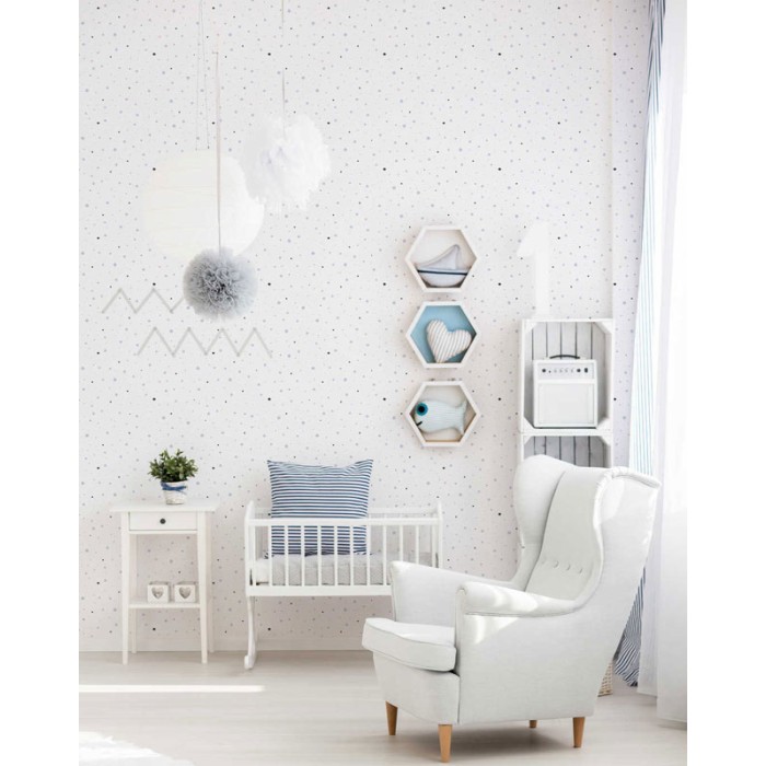 As Creation|Papier Peint chambre d'enfant pois aquarelle gris|Enfants