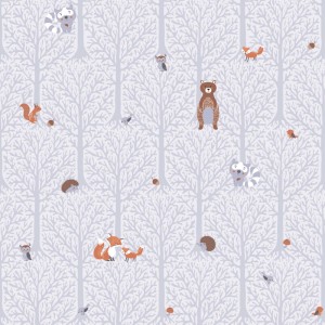 As Creation|Wallpaper children's wallpaper with forest flowers and animals|Children's