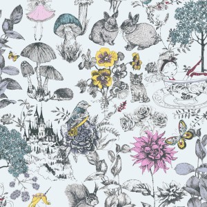 As Creation|Papier Peint enfant rose animaux de la forêt|Enfants