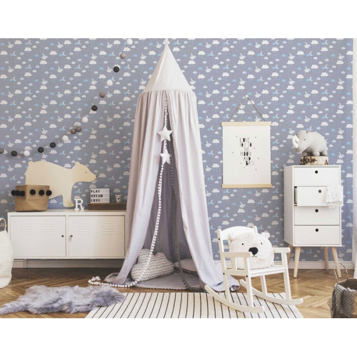 As Creation|Wallpaper for children's room in gray with clouds|Children's