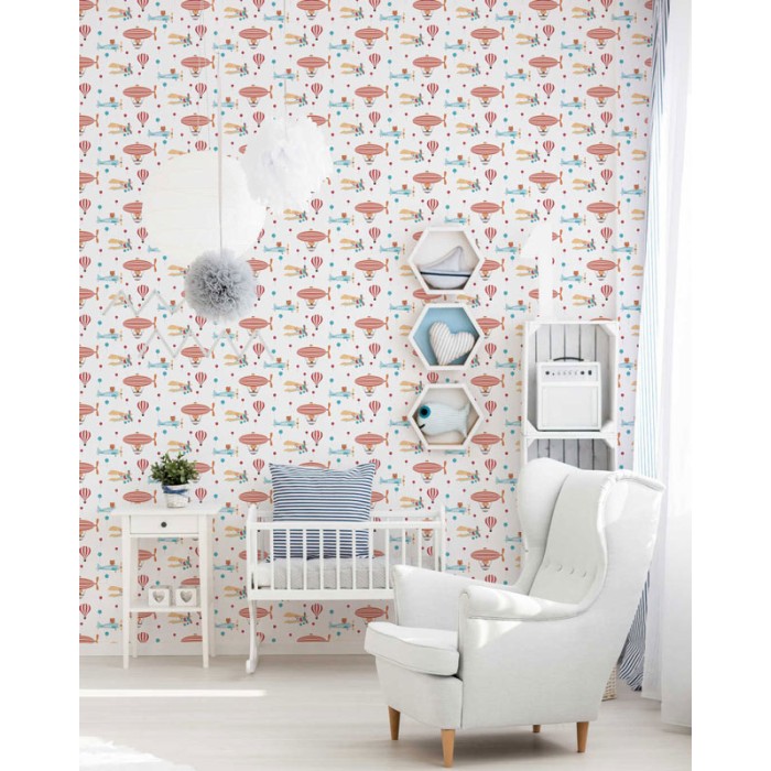 Papel Pintado infantil aviones y globos aerostáticos - As Creation Little Love 381261