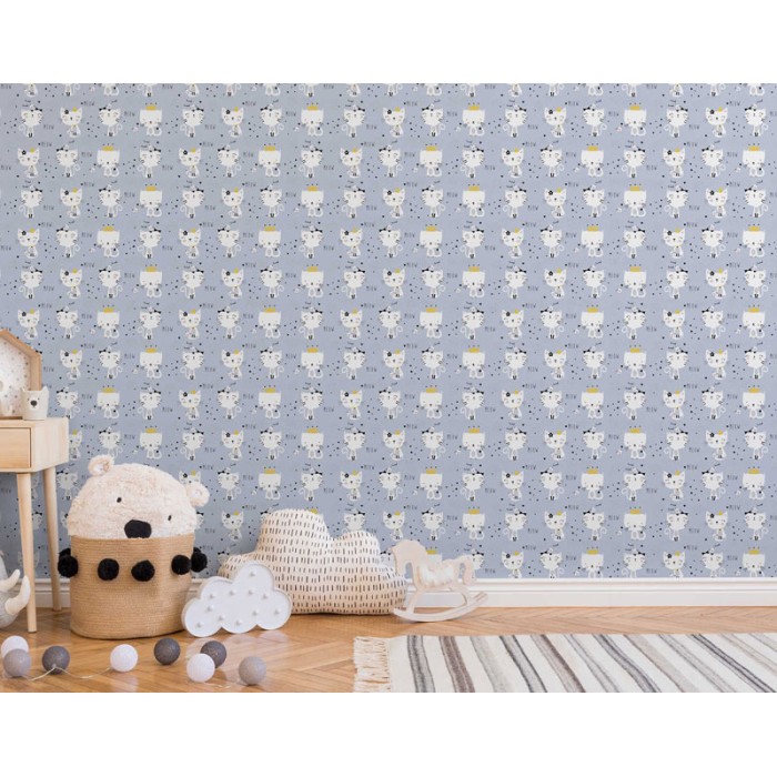 As Creation|Papel Pintado gris infantil con gatitos blanco|Infantil