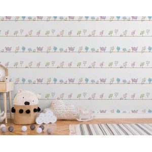 As Creation|Wallpaper children's stars and animals with white background|Children's 2