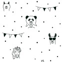 As Creation|Papier Peint pour enfants à pois avec des animaux|Enfants