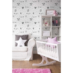 As Creation|Papier Peint pour enfants avec étoiles et animaux sur fond blanc|Enfants 2