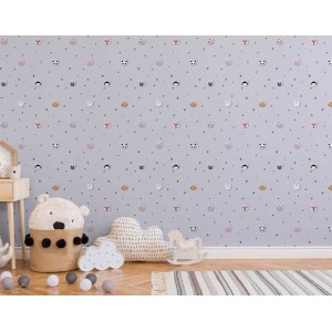 As Creation|Papier Peint pour enfants avec étoiles et animaux sur fond blanc|Enfants 2