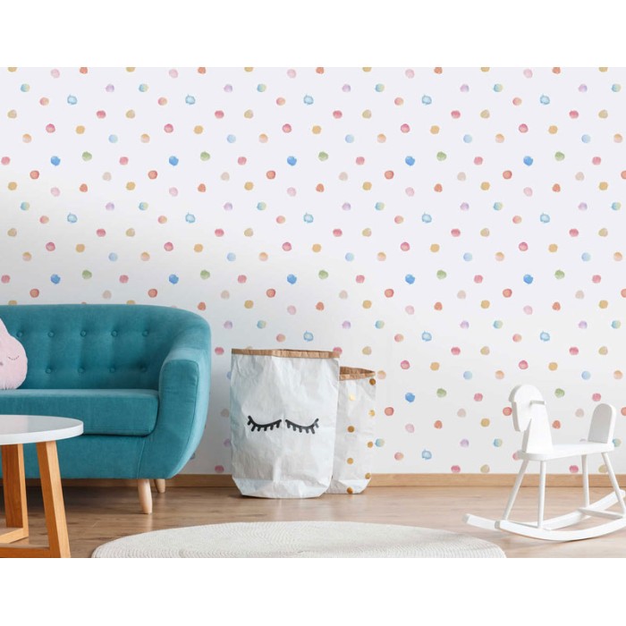 As Creation|Wallpaper children's watercolor colored dots|Children's