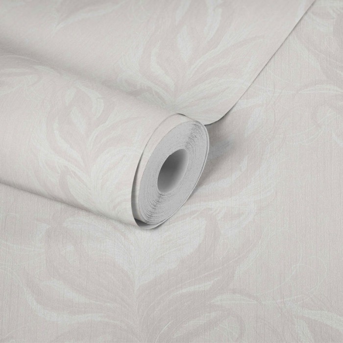 As Creation|Papier Peint plumes vintage blanc beige|Art Déco