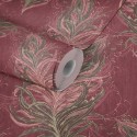 As Creation|Wallpaper Baroque red with golden feathers|Art Deco