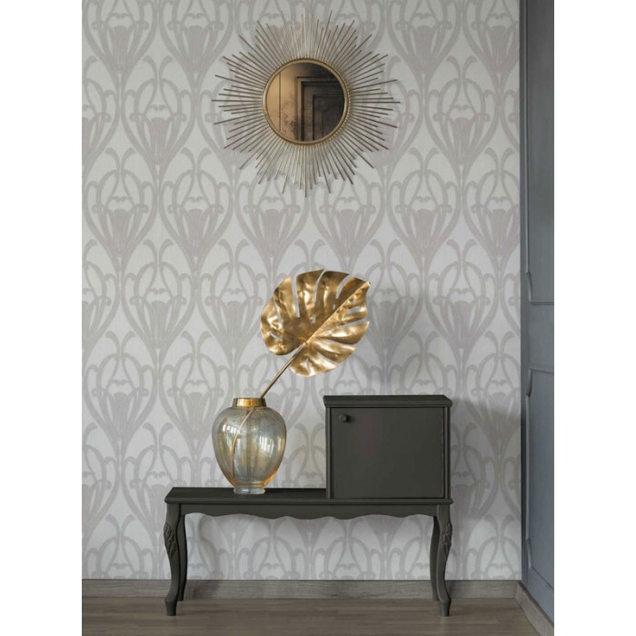 As Creation|Ornamental Art Deco gray wallpaper with embossing|Art Deco