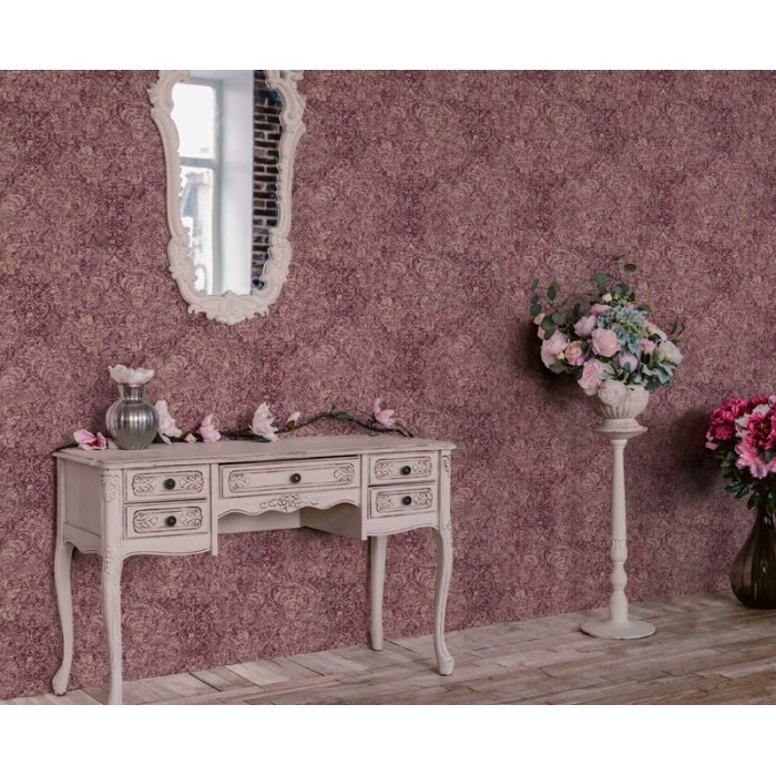 As Creation|Wallpaper ornamental floral pink with red tones|Wallpaper