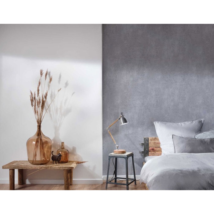 Papel Pintado efecto yeso cuarteado gris metalizado - As Creation Titanium 3 378402