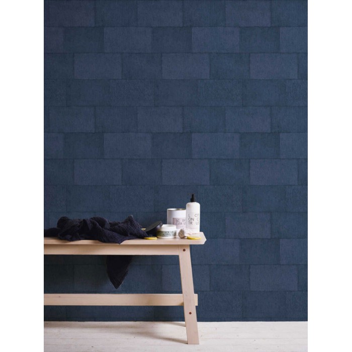 Papel Pintado bloques hormigón mampostería azul - As Creation Titanium 3 382015