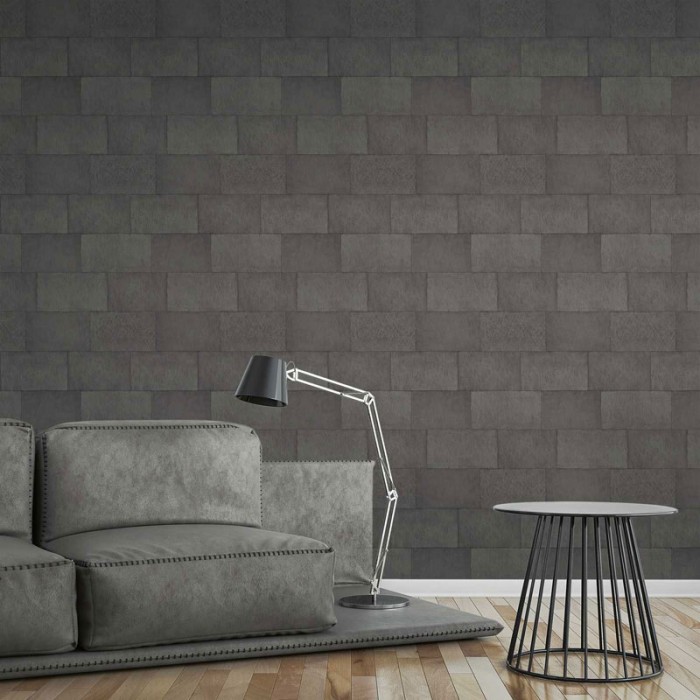 As Creation|Wallpaper dark gray masonry blocks|Concrete Imitation