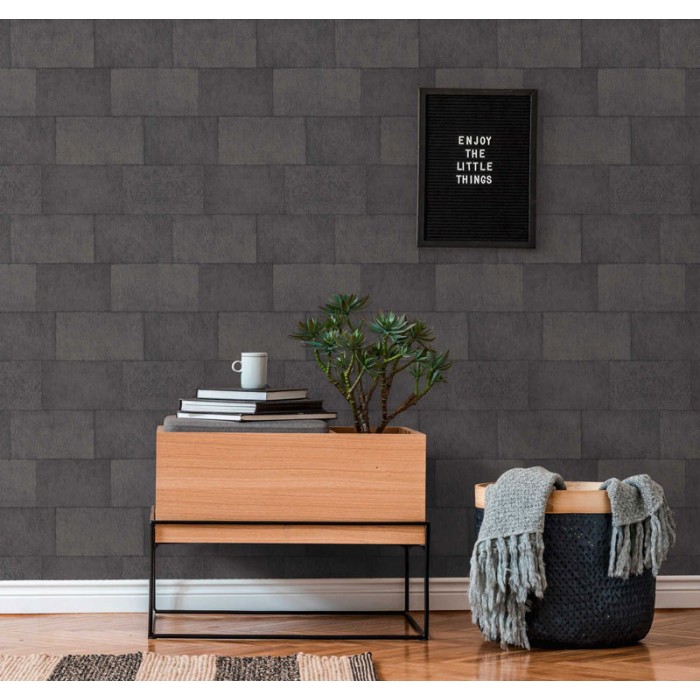 As Creation|Wallpaper dark gray masonry blocks|Concrete Imitation