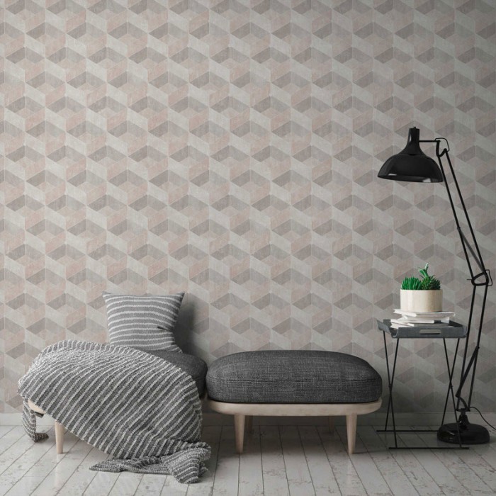 As Creation|Papier Peint géométrique scandinave beige et marron|Géométrique