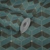 As Creation|Papier Peint géométrique vert avec des détails métallisés|Géométrique