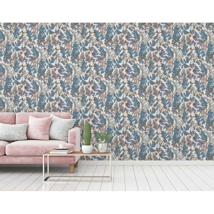 Papeldecor|Wallpaper cheerful flowers and wild leaves|Wallpaper