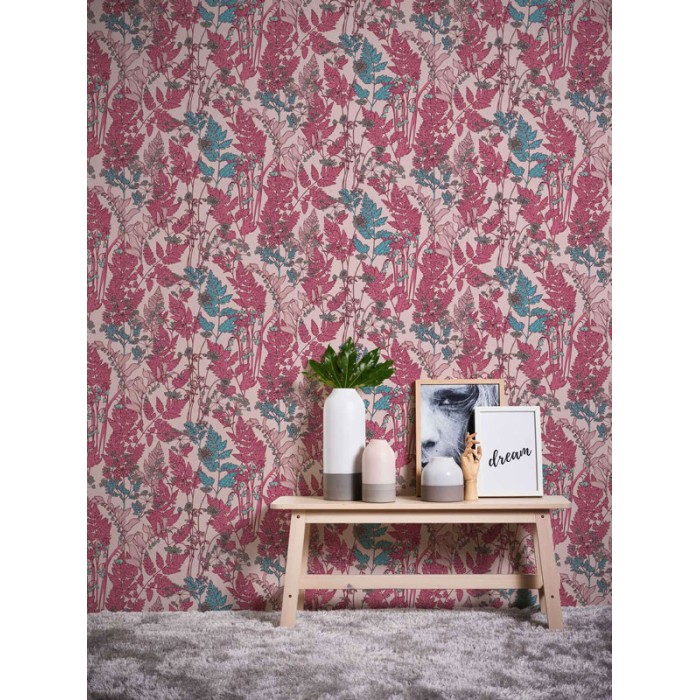 Papeldecor|Rosa Blumentapete im nordischen Stil|Tapeten