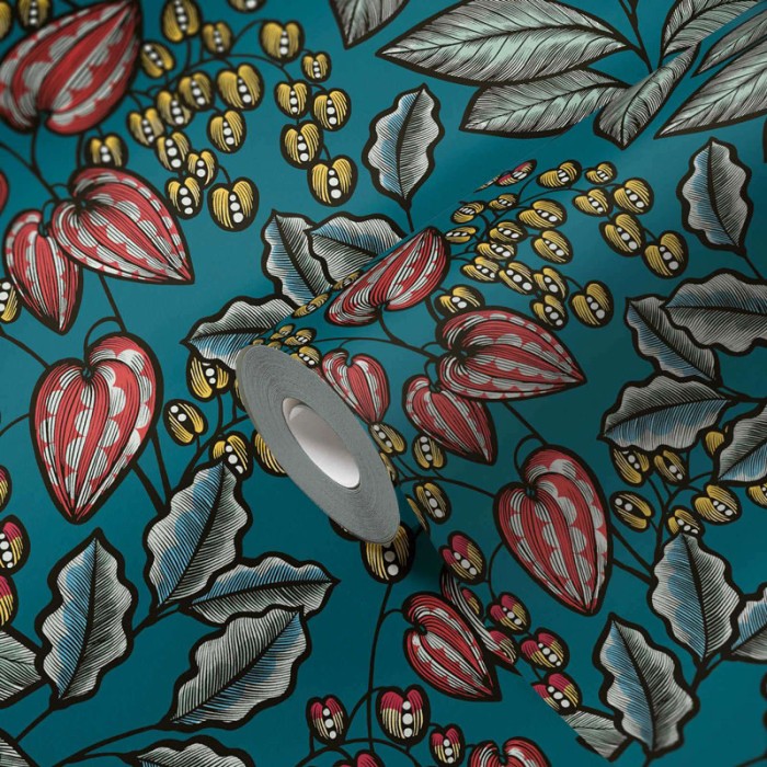 Papeldecor|Wallpaper floral modern teal|Wallpaper