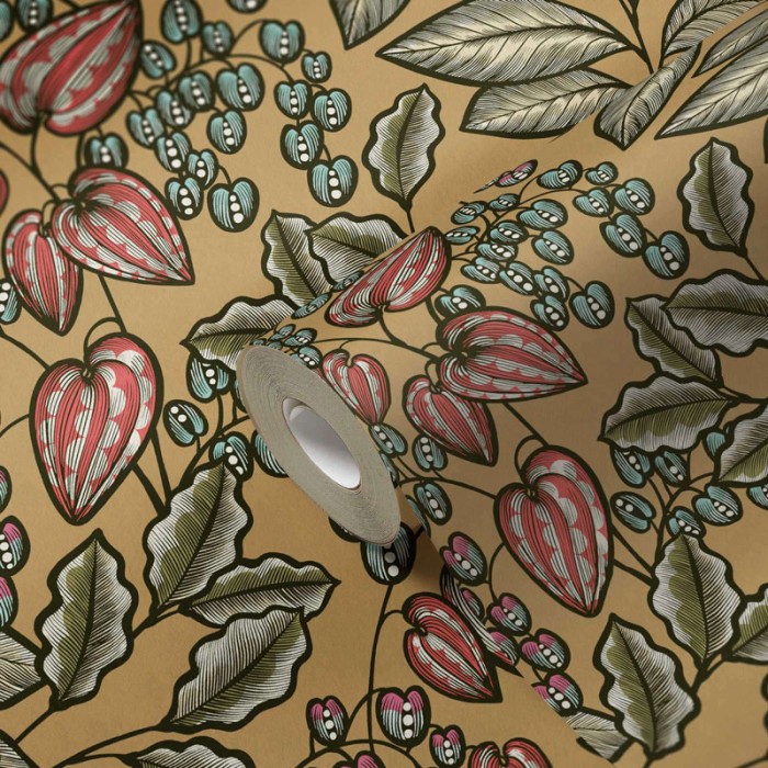 Papeldecor|Wallpaper retro floral modern yellow|Wallpaper