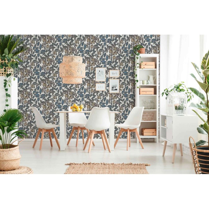 Papeldecor|Papel pintado floral moderno con hojas y un aire retro|Papel Pintado