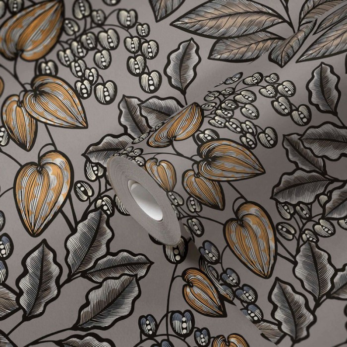 Papeldecor|Papier peint motif feuillage moderne taupe|Papier Peint