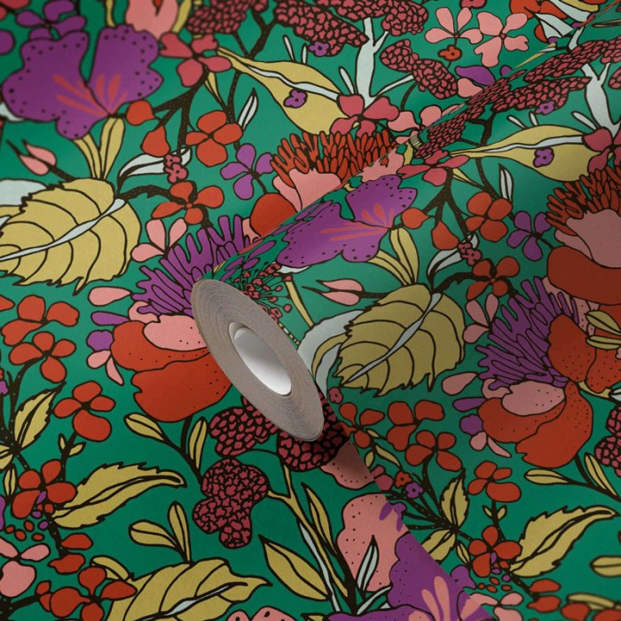 Papeldecor|Tapete Farbintensives Blumenmuster|Tapeten