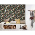 Papeldecor|Papier peint fleurs design rétro années couleur pétrole|Papier Peint